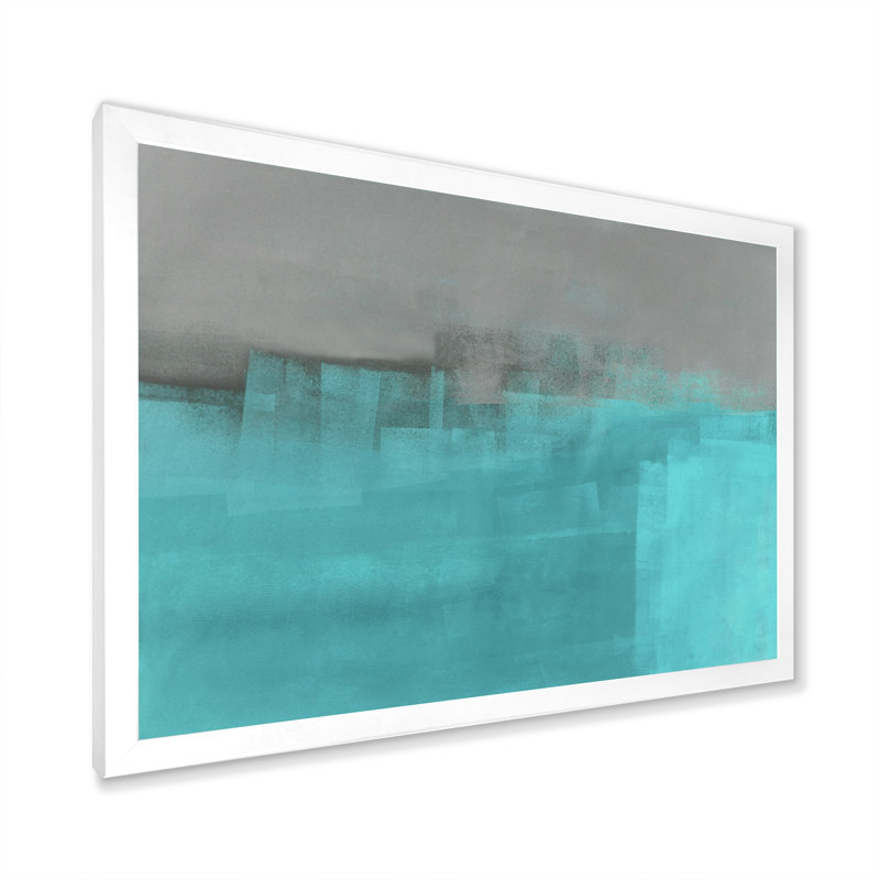 «Gray Meets Turquoise», reproduction d'art sur toile flottante, H 30 po x l 40 po x P 1,5 po, Cadre photo blanc