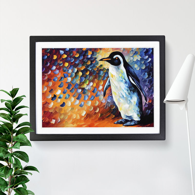 XH1022-6875X Penguin Painting Vol.1 - Single Picture Frame Painting, Black Framed, 46cm H x 64cm W x 2cm D