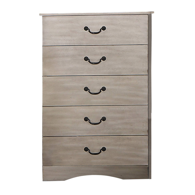 Commode 5 tiroirs Agge, Argent antique