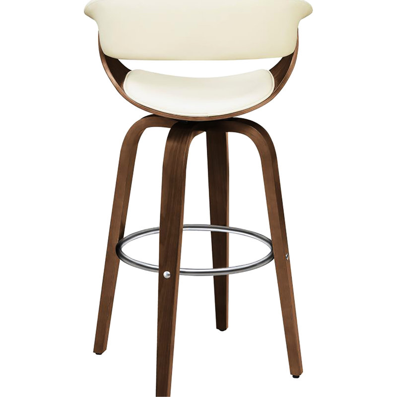 Tabouret de bar pivotant de style Mid-Century avec composants en noyer et métal