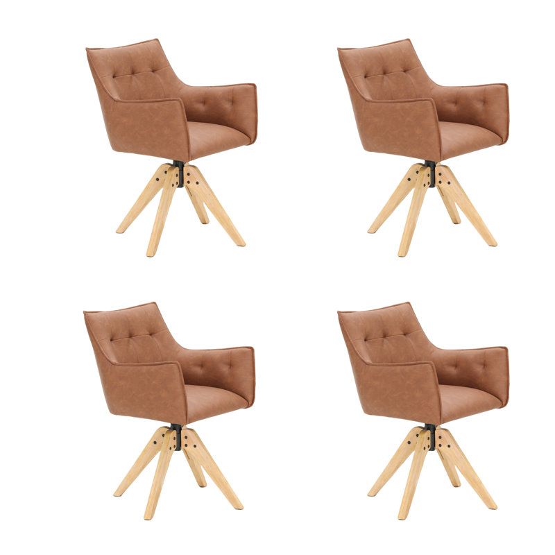 Fauteuil capitonné à dossier capitonné, Brun