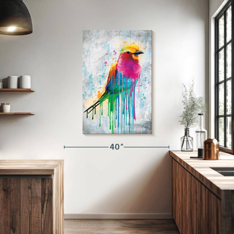 Brampt Lilac-Breasted Roller Paint Drip, 39" H x 26" W