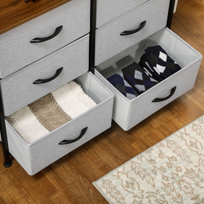 Maxwellton 6 Drawer Fabric Chest of Drawers w/ Wooden Top for Hallway Grey