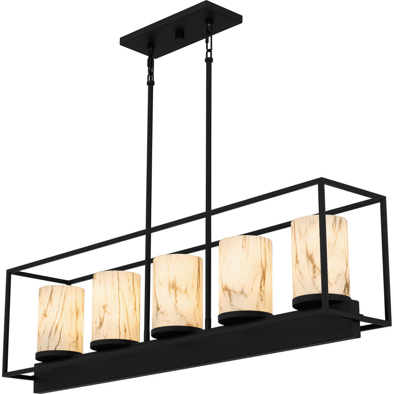 Luminaire pour îlot noir mat 5 lumières Myleigh