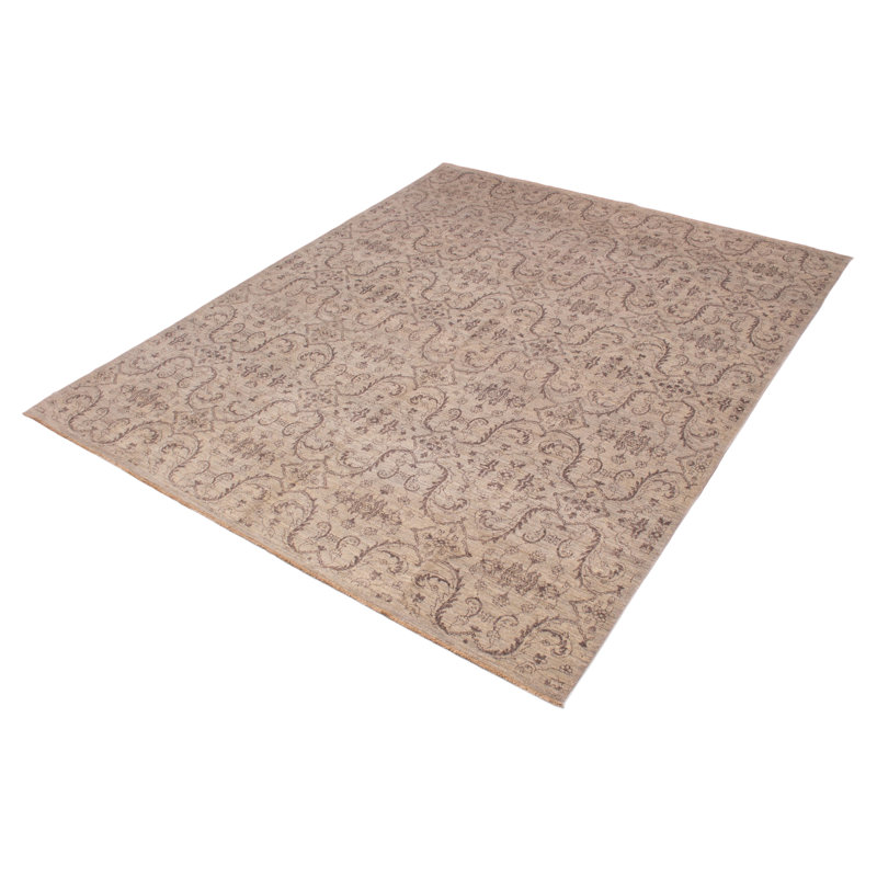 Tapis gris en laine noué à la main de conception unique 12 pi 1 po x 14 pi 5 po New Age Copake
