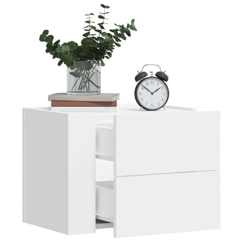Rainald 45cm W Manufactured Wood Bedside Table, White