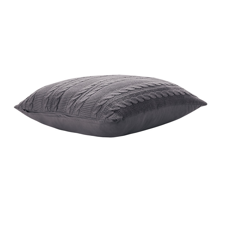 Coussin décoratif en tricot torsadé de 18 po x 18 po Dublin, Gris