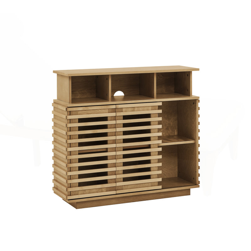 Buffet 36,1 pouces en treillis avec portes coulissantes, tablette réglable et rangement polyvalent pour maisons modernes et rétro