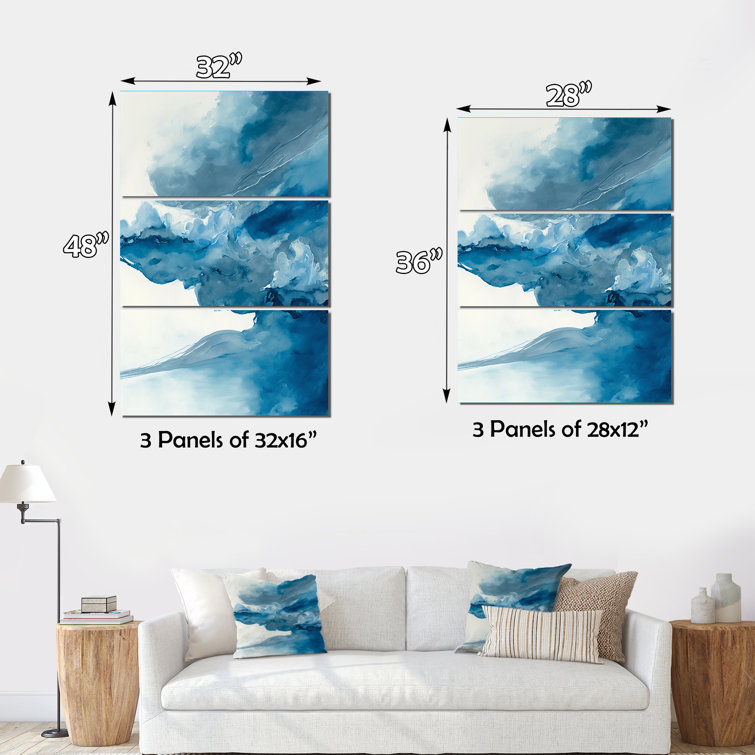 DesignArt Sapphire Blue Nebula II On Canvas 3 Pieces Print | Wayfair