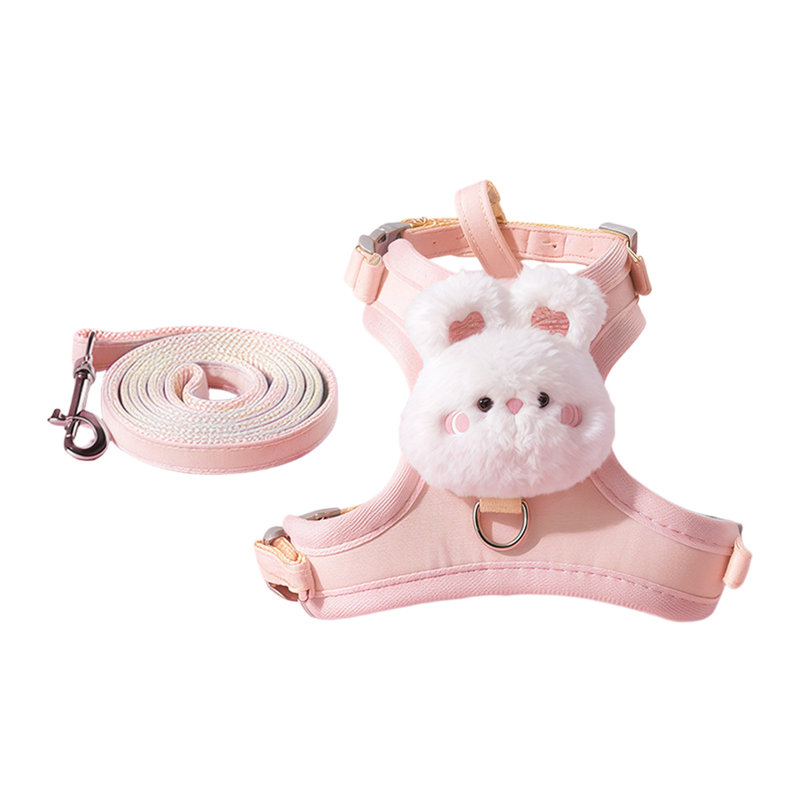 Laisse pour animaux de compagnie réglable en longueur avec un lapin, 17,32 po x 13,39 po, rose, Pink