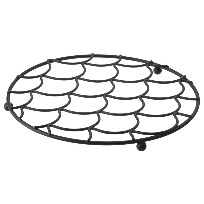 Metal Round 1 Piece Trivet, Black