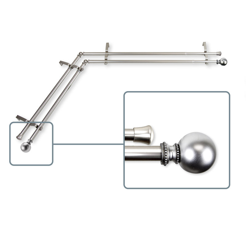 Tringle à rideaux double Hatfield, L 120 po x l 70 po, Nickel satiné