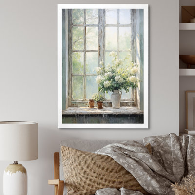 Countryside Calm blooms farm windows I - Farm Windows Wall Art For Living Room