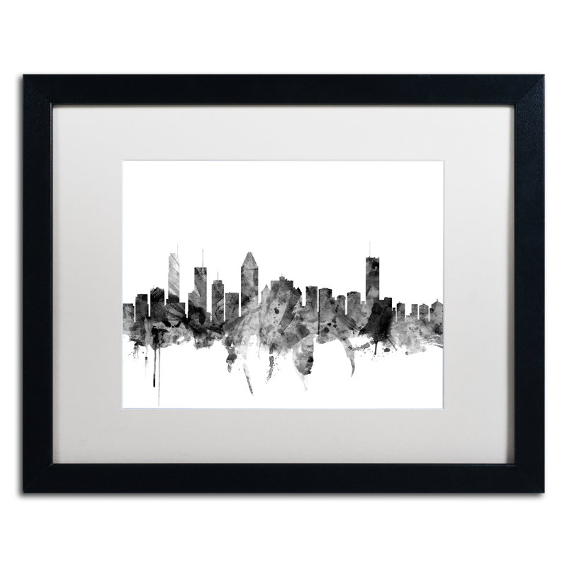 « montréal canada horizon b&w », impression encadrée, H 16 po x l 20 po x P 0,5 po, Blanc