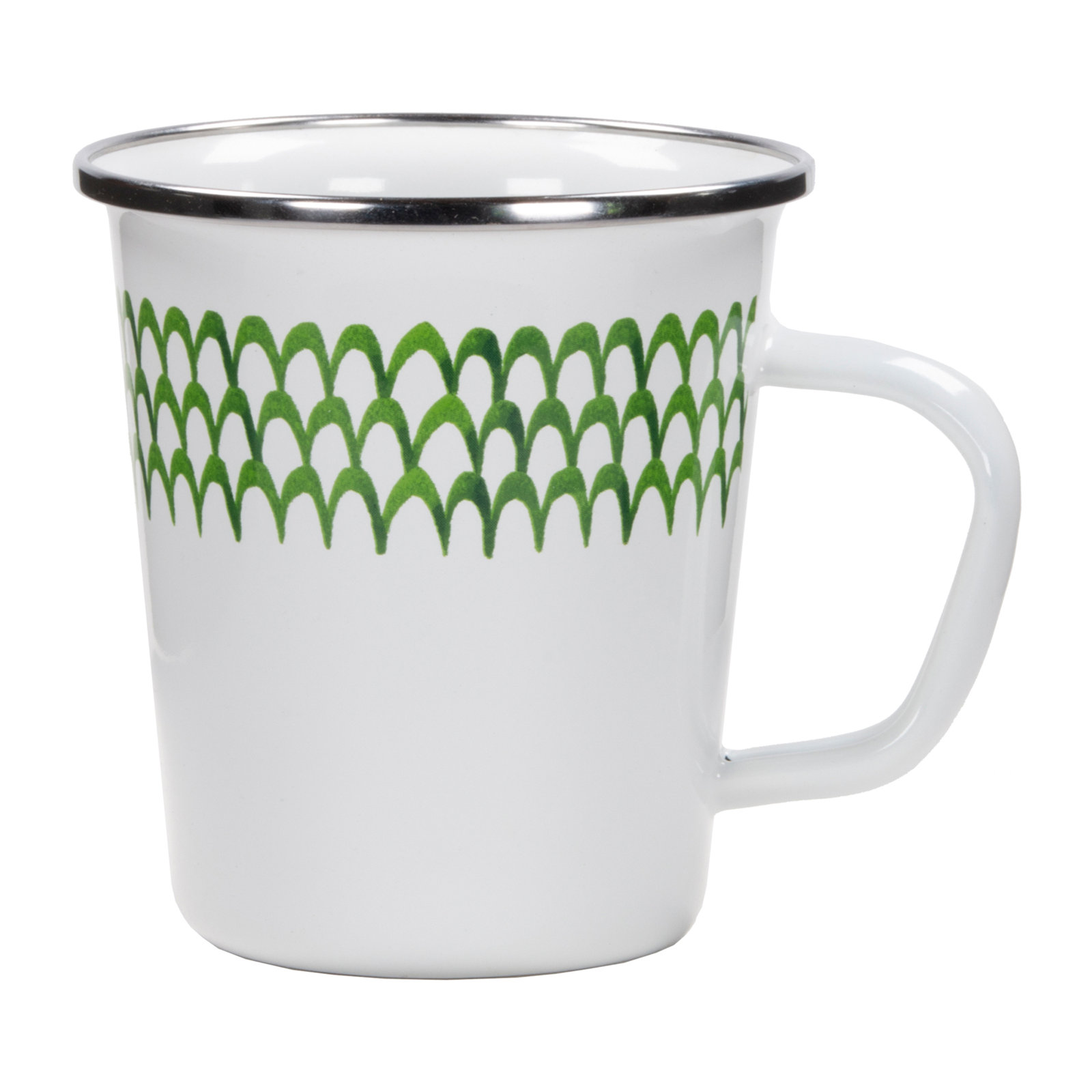 Green Scallop Enamelware Mug