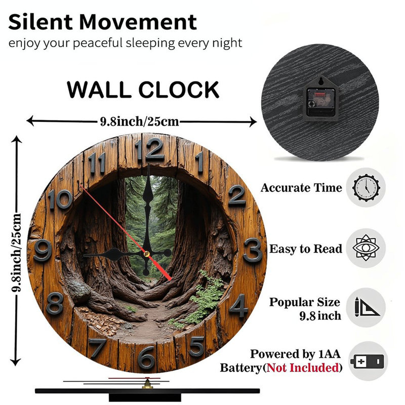 Wooden Tree Roots Wall Clock Redwood Forest