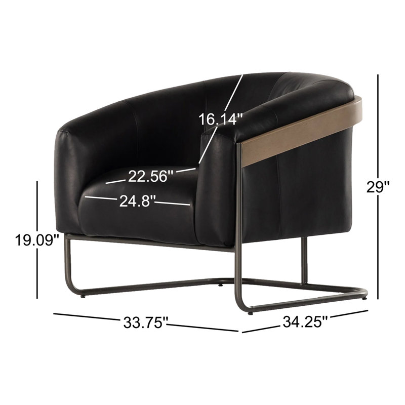 Etta Chair-Winchester Beige, Heirloom Black Genuine Leather