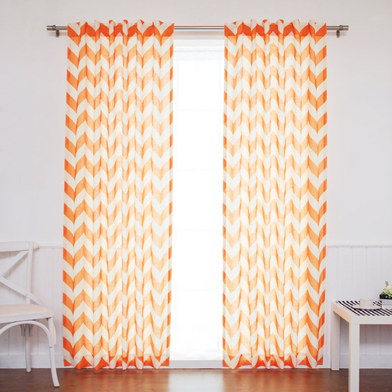 Paire de rideaux transparents avec passe-tringle Dunlap, Orange, l 52 po x L 96 po
