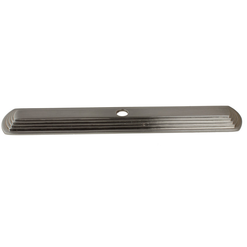 Plaque arrière rectangulaire à bouton de cabinet à arrondi étroit, Nickel satiné