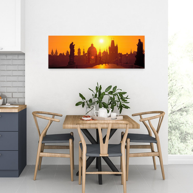 Statues Along A Bridge Charles Bridge Prague Czech Republic by Frank Chmura - Wrapped Canvas Panoramic Print