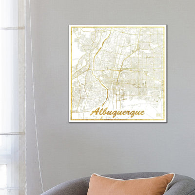 Albuquerque Leaf Urban Blueprint Map by Hubert Roguski - Wrapped Canvas Print