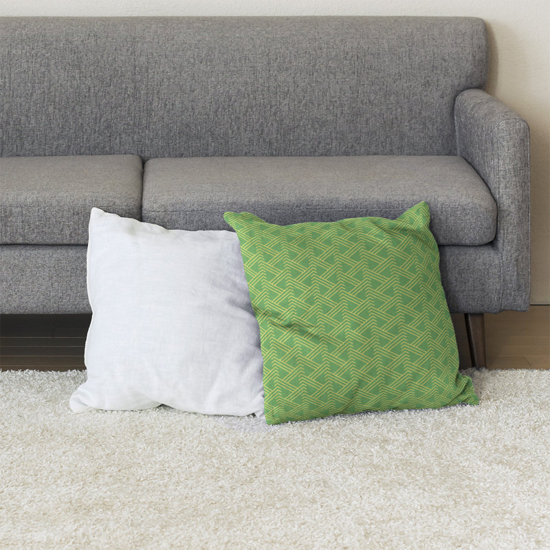 Coussin de sol zig zag classique, 28 po x 28 po, Vert/jaune