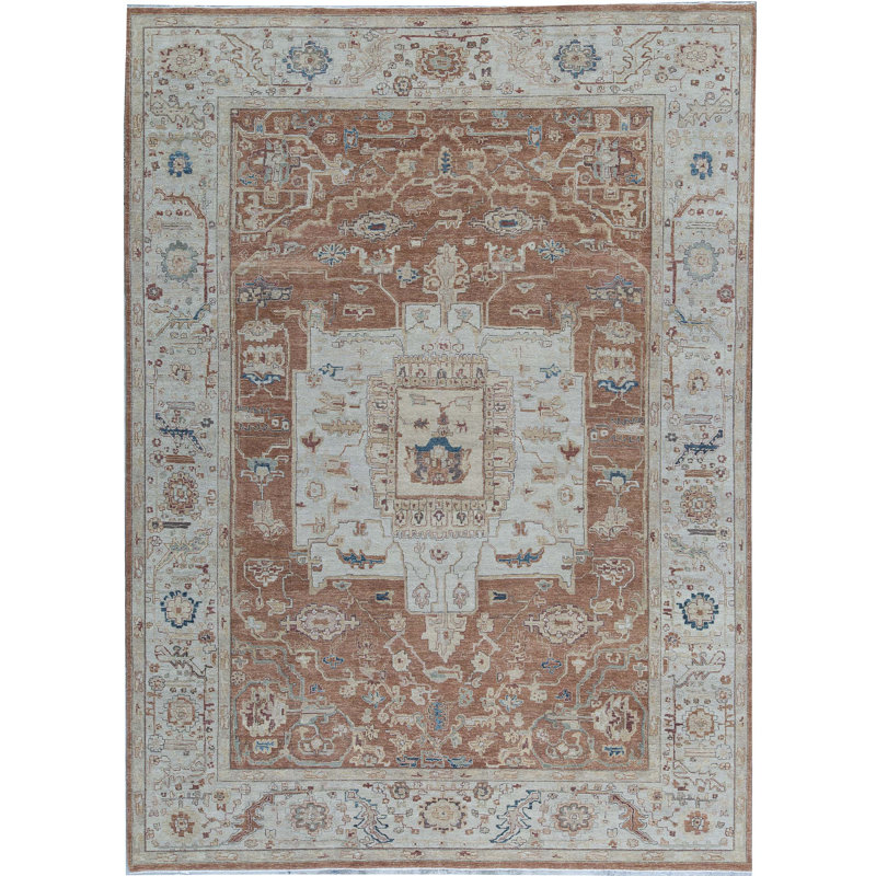Tapis orange clair de haute qualité noué à la main