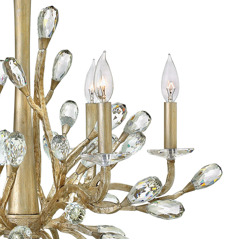 Fredrick Ramond Eve Six-Light Single Tier Chandelier w/ Faceted Crystal Buds