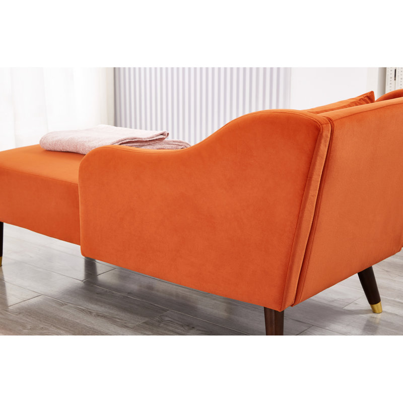 Chaise longue en velours Chic Modern, Orange