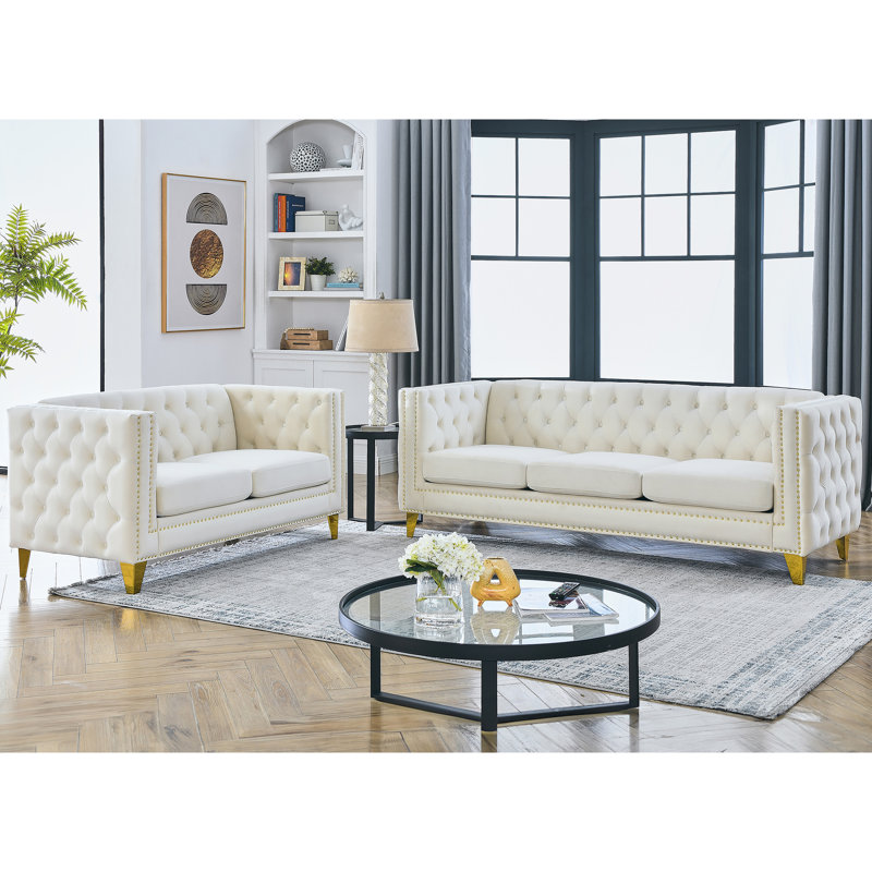 Mélange de velours beige 3 et 2 places 3 et 2 avec service de livraison accélérée Swiftly Delivered