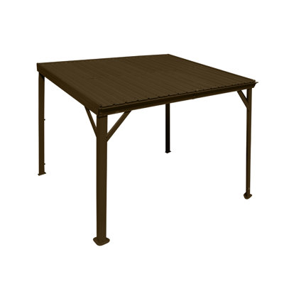 8' x 10' Wall-Mounted Lean-To Gazebo with Galvanized Steel Hardtop, Permanent Outdoor Patio Shelter for Deck & Backyard