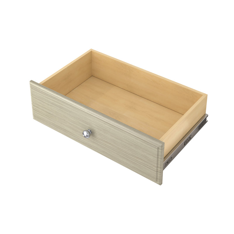 Tiroir à quadrillage en bois manufacturé, Gris patiné, H 8 po x l 24 po x P 14 po