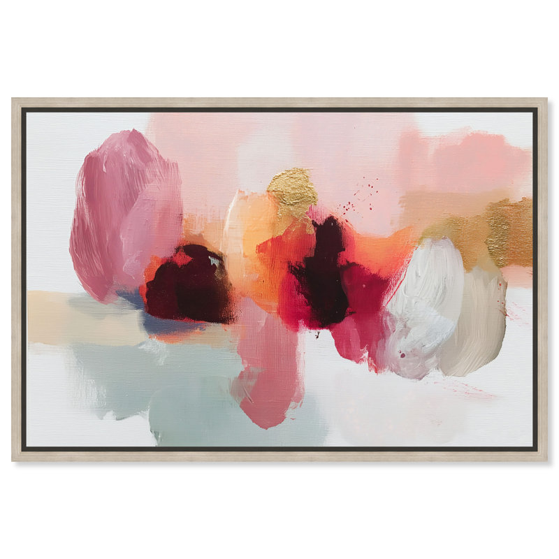 Décoration murale encadrée rose bourgogne Smear III par Art Remedy, cadre argenté, 54 x 36, H 37 po x l 55 po, Cadre argenté