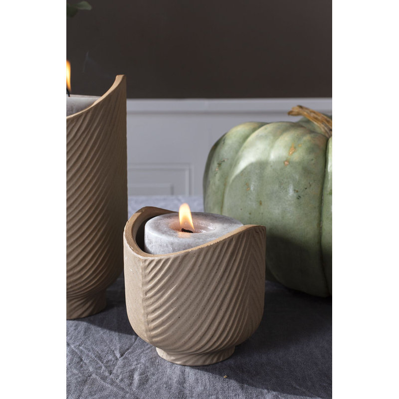 Concrete / Cement Tabletop Votive Holder, 4" H x 4" W x 4" D