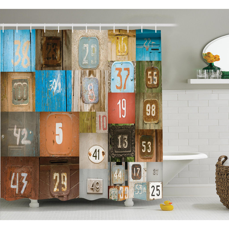 Ensemble de rideau de douche nostalgique door numbers, H 75 po x l 69 po