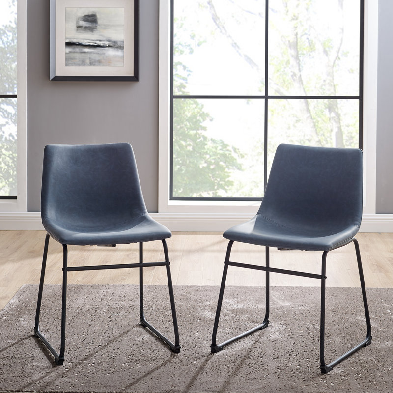 Chaise d'appoint rembourrée Bailey, Similicuir bleu marine
