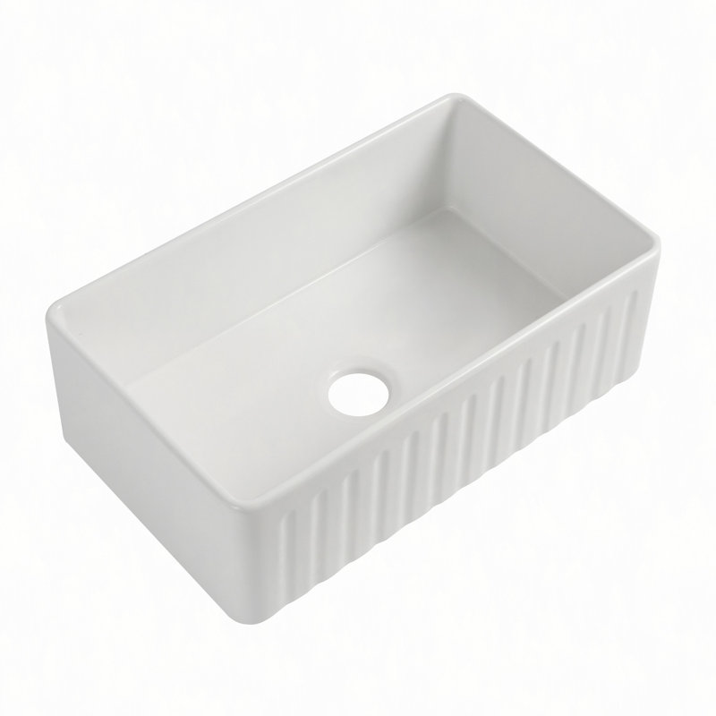 Évier de cuisine en argile réfractaire L 36 po x l 20 po avec grille et crépine Fireclay
