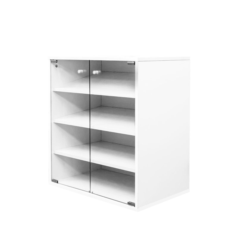 Boîte à chaussures en bois empilable avec rangement à DEL et propre - rangement pour espadrilles 4 1 pratique, White
