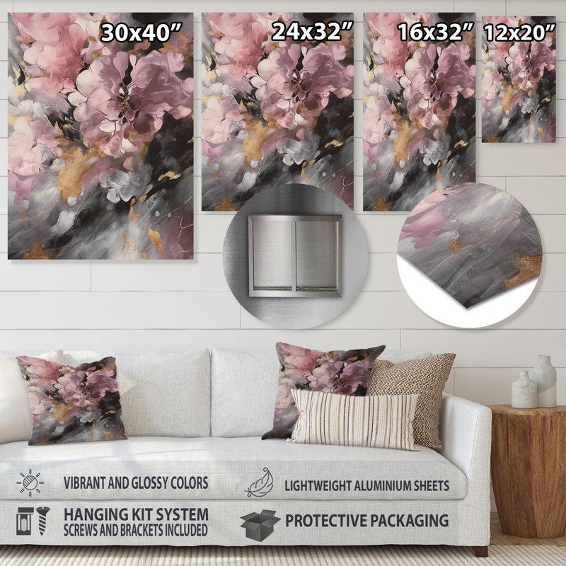 Hortensias roses, H 40 po x l 30 po x P 1 po