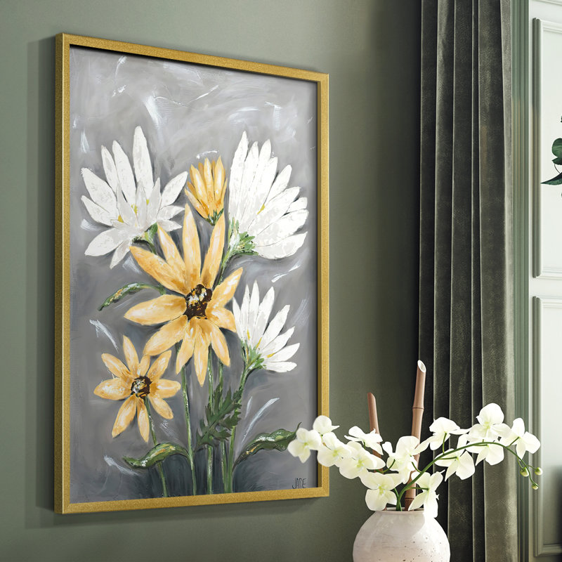 Summer Daisies I, reproduction encadrée - bois massif, H 20 po x l 16 po