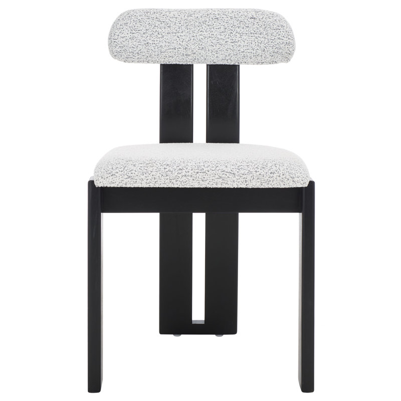 Cayde Boucle Dining Chair, Black w/ White, Black