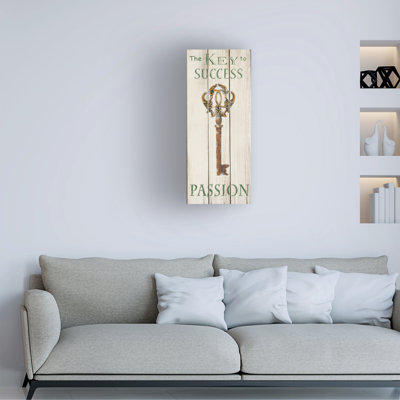 Wrapped Canvas Wall Art - Gail Fraser 'The Key to Success' Wall Art for Living Room, Bedroom, or Office Décor  - 8x19