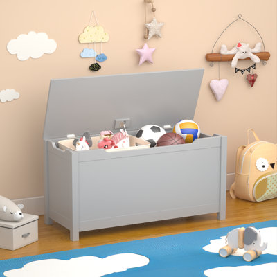 Boîte de rangement en bois pour enfants avec couvercle à charnière pour enfants de 2 ans et plus