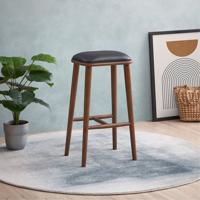 Tabouret de bar en similicuir Jason, Noir, noir, noir, noir