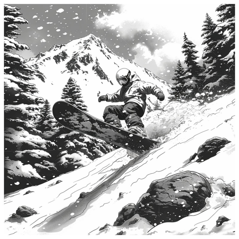 Housse de couette moderne Snowboard, Grand lit