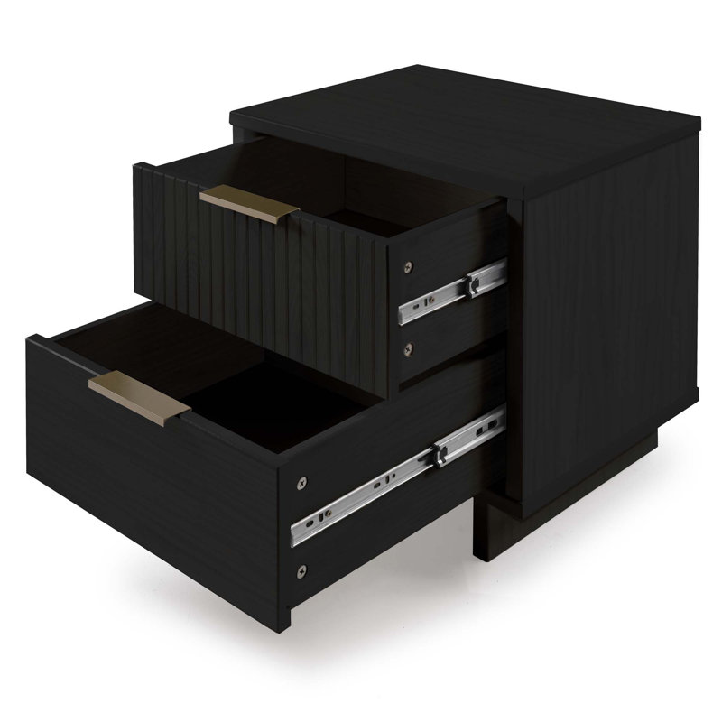 Laureli 18.11'' W Solid Wood Nightstand, Set of 2, Black