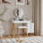 LED Lighted Dressing Table with Glass Top and Extendable Sides