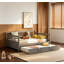 Lit de jour double en bois avec lit gigogne simple, gris, structure en pin robuste, conception peu encombrante, mobilier multifonctionnel pour les petits espaces