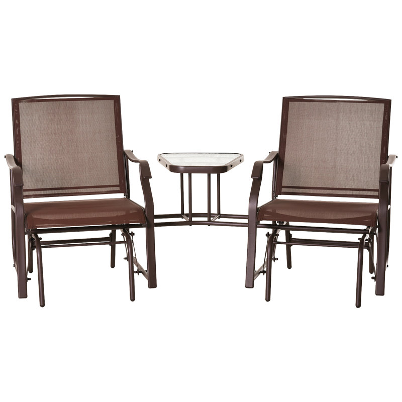 Chaise d'extérieur en acier Antwonn, Brun
