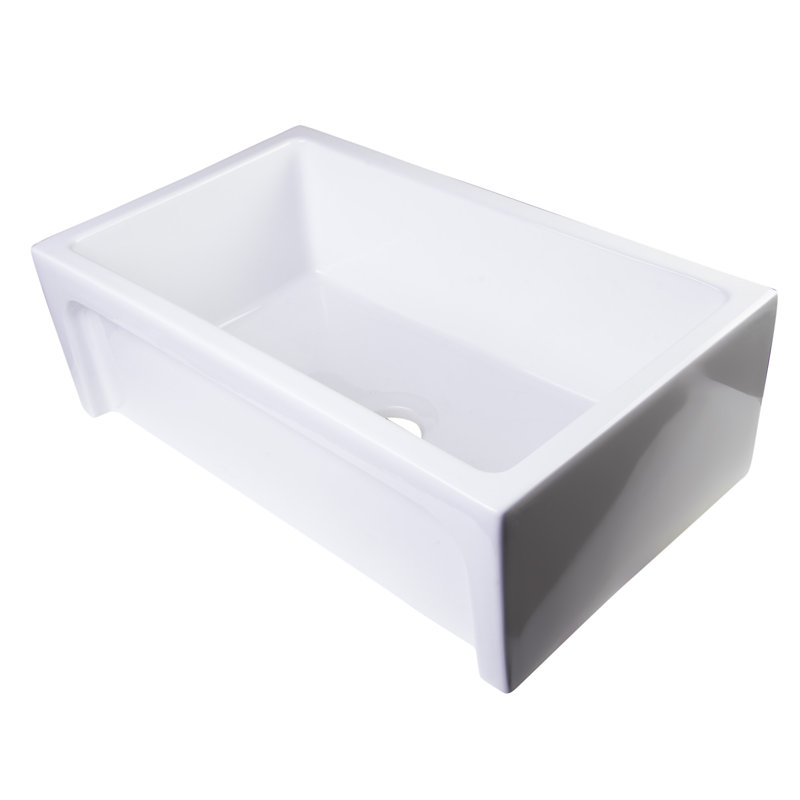 30'' L Single Bowl Fireclay Kitchen Sink, White